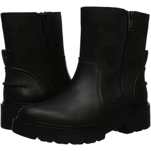 NWT Ugg Polk Lug Sole Moto Boots Black Leather Size 8 - Picture 4 of 13